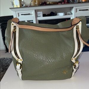 Elegant orYANY Olive Green GENUINE Leather Shoulder Bag